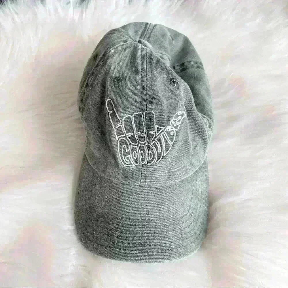 Good Vibes Adult Gray Vintage Wash Baseball Hat